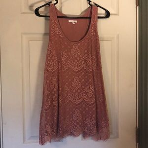 Blush lace tank top